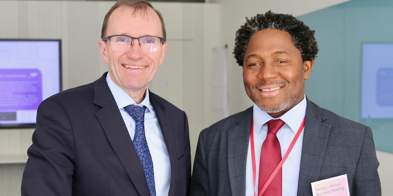 Barth Eide (left) and Liberia’s Deputy Minister for International Cooperation Ibrahim Nyei - cropped.jpg